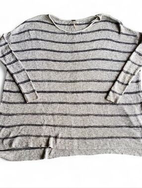 Free People Gray Striped Knit Sweater Large